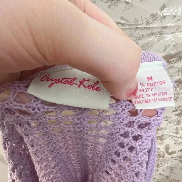 y2k Vintage Crystal Kole Purple Loose Knit Cardigan Women's Size M - Picture 5 of 6